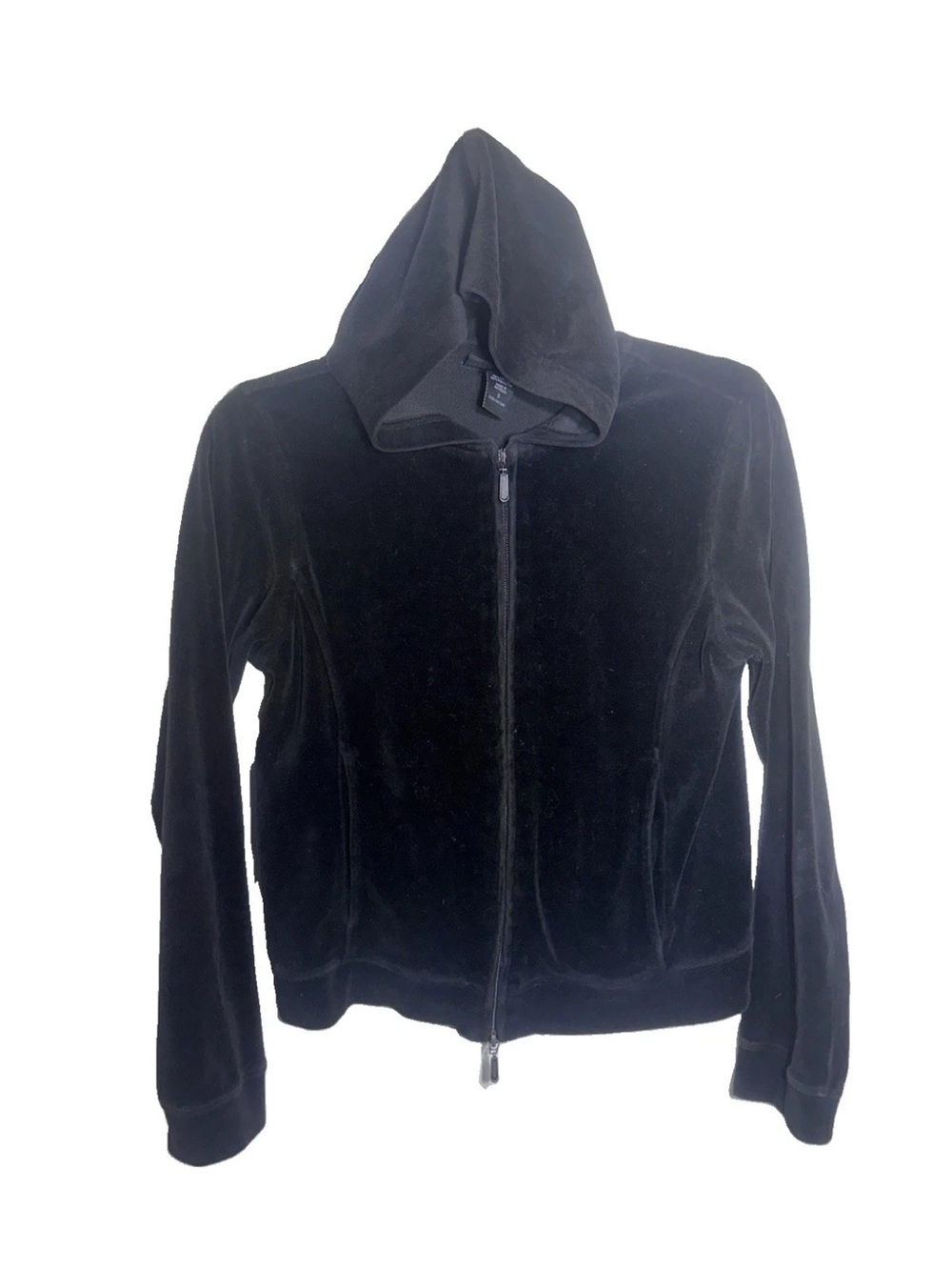 Express Black Velour Full Zip-Up Hoodie S